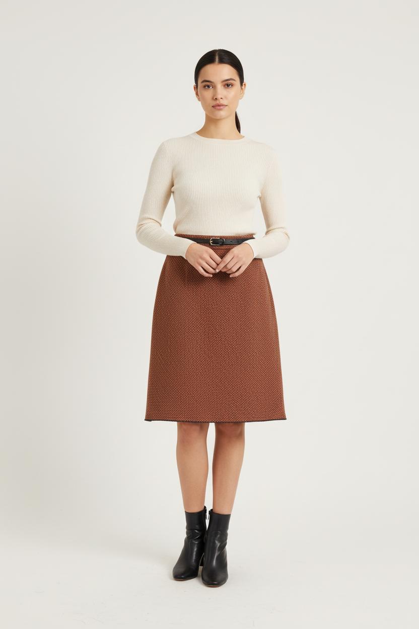 Jupe Droite Marron - Taille L/40 de la marque Caroll | PARAD52615 - Vendu par Paradigme - Image 1
