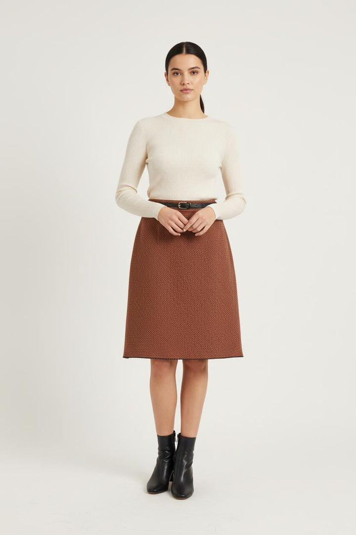 Jupe Droite Marron - Taille L/40 de la marque Caroll | PARAD52615 - Vendu par Paradigme - Image 1