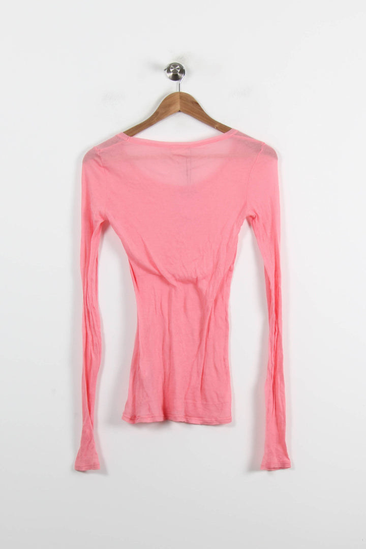 T-shirt Manche Longue Rose - Taille S/36 de la marque American Vintage | PARAD52692 - Vendu par Paradigme - Image 4