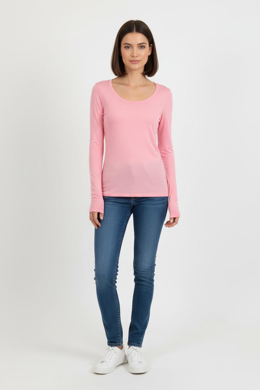 T-shirt Manche Longue Rose - Taille S/36 de la marque American Vintage | PARAD52692 - Vendu par Paradigme - Image 1