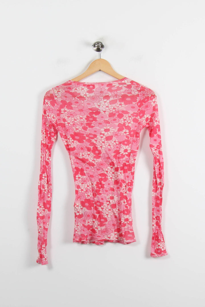 T-shirt Manches Longues Rose et Blanc - Taille S/36 de la marque American Vintage | PARAD52693 - Vendu par Paradigme - Image 4