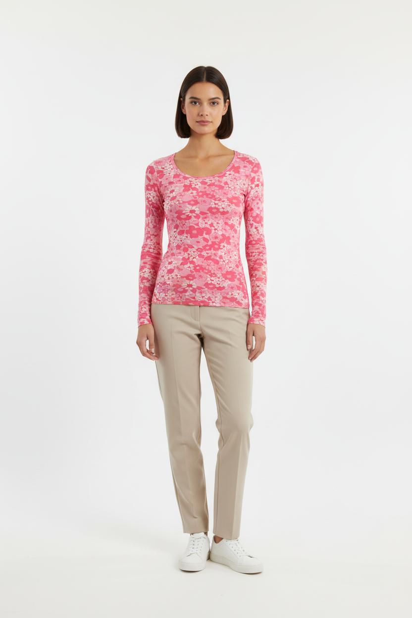 T-shirt Manches Longues Rose et Blanc - Taille S/36 de la marque American Vintage | PARAD52693 - Vendu par Paradigme - Image 1