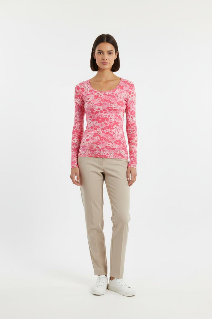T-shirt Manches Longues Rose et Blanc - Taille S/36 de la marque American Vintage | PARAD52693 - Vendu par Paradigme - Image 1