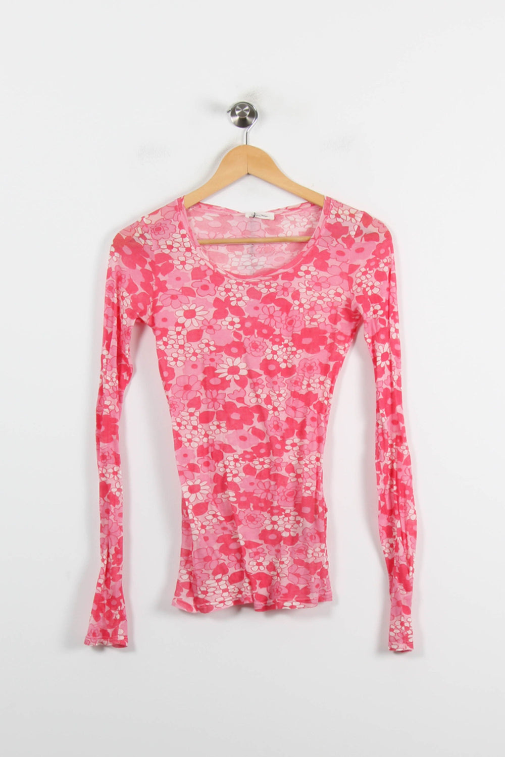 T-shirt Manches Longues Rose et Blanc - Taille S/36 de la marque American Vintage | PARAD52693 - Vendu par Paradigme - Image 2