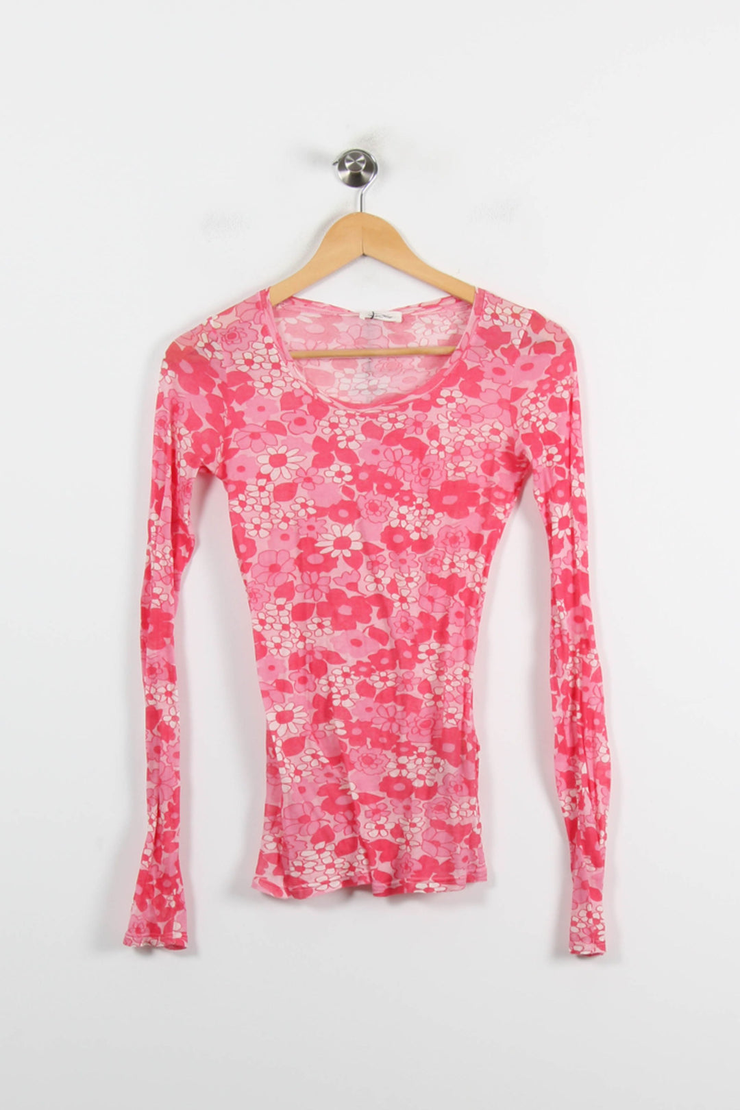 T-shirt Manches Longues Rose et Blanc - Taille S/36 de la marque American Vintage | PARAD52693 - Vendu par Paradigme - Image 2
