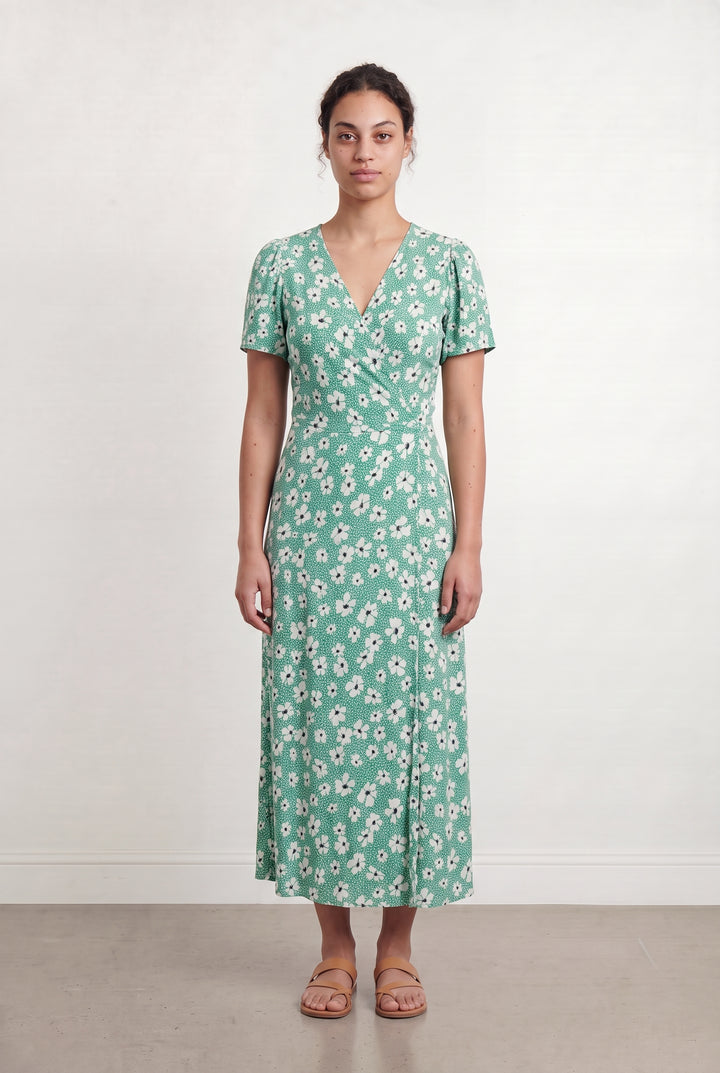 Robe Portefeuille Verte et Blanche - Taille L/40 de la marque Grace & Mila | PARAD52699 - Vendu par Paradigme - Image 1