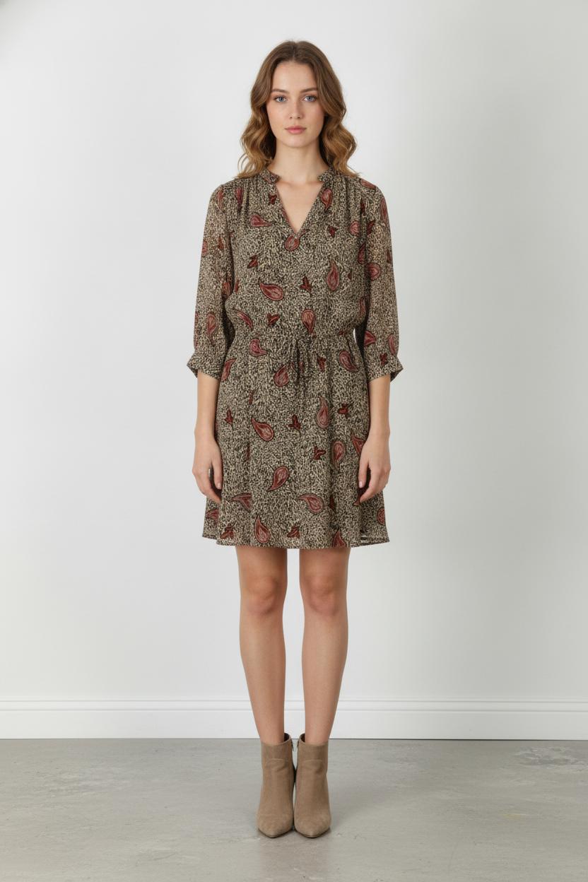 Robe Imprimée Beige et Rouge - Taille XL/42 de la marque IKKS | PARAD52701 - Vendu par Paradigme - Image 1