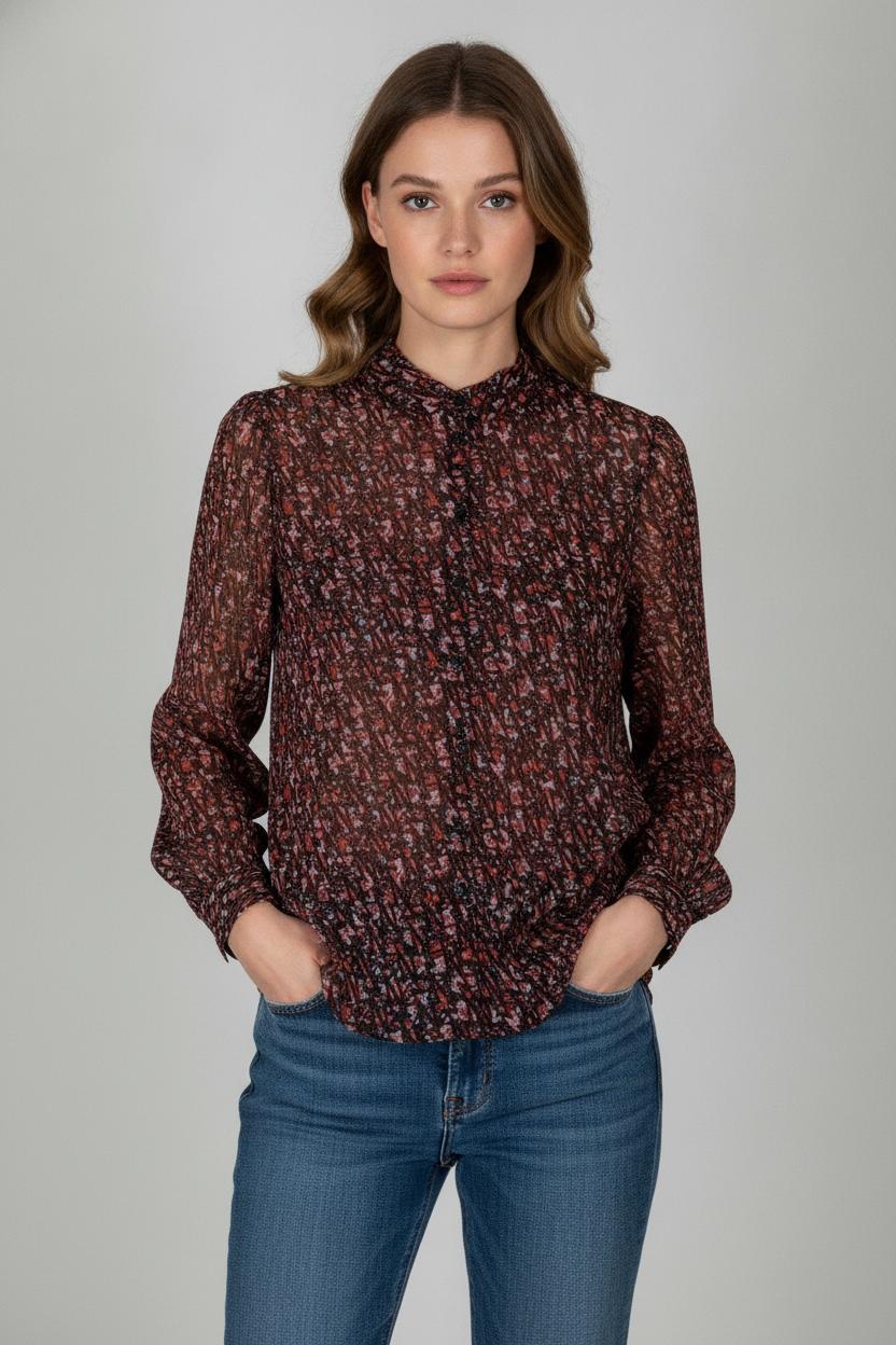 Blouse Rouge et Noire - Taille M/38 de la marque IKKS | PARAD52706 - Vendu par Paradigme - Image 1