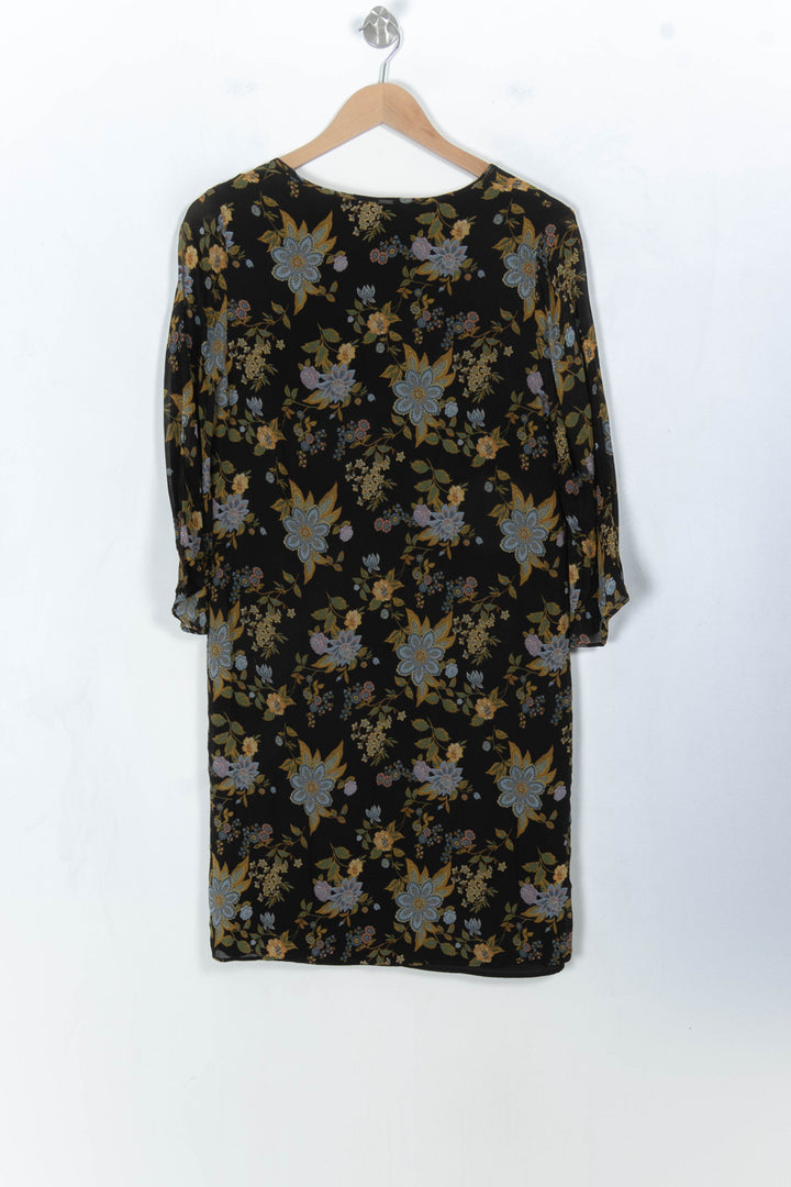 Robe Fleurie Noire et Jaune - Taille L/40 de la marque IKKS | PARAD52709 - Vendu par Paradigme - Image 4