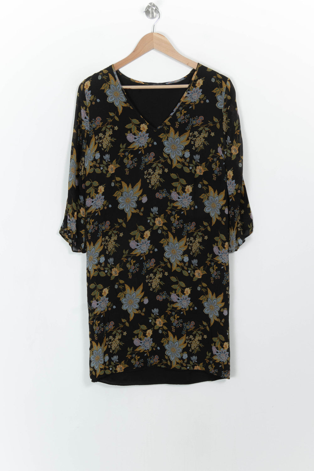 Robe Fleurie Noire et Jaune - Taille L/40 de la marque IKKS | PARAD52709 - Vendu par Paradigme - Image 2