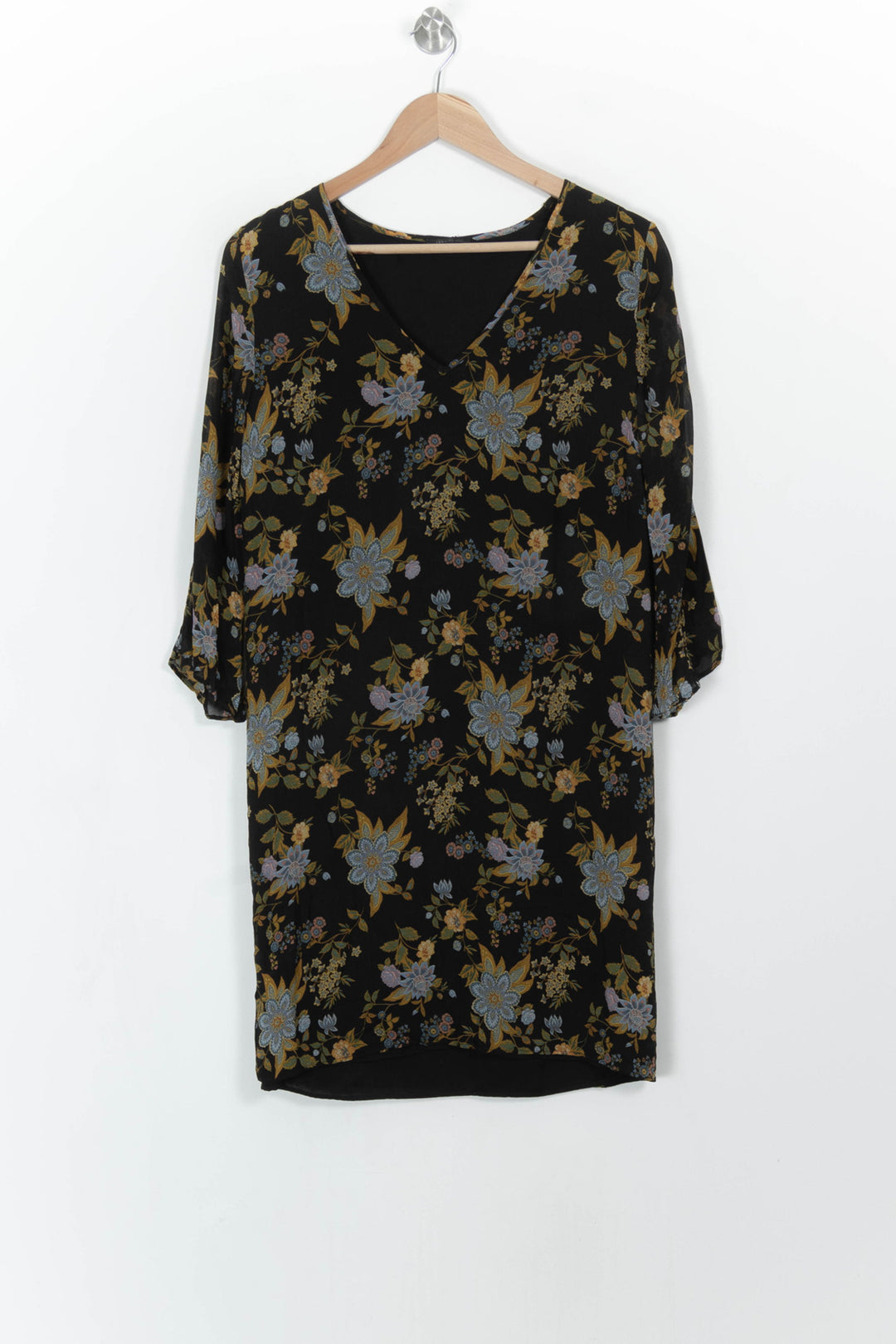 Robe Fleurie Noire et Jaune - Taille L/40 de la marque IKKS | PARAD52709 - Vendu par Paradigme - Image 2