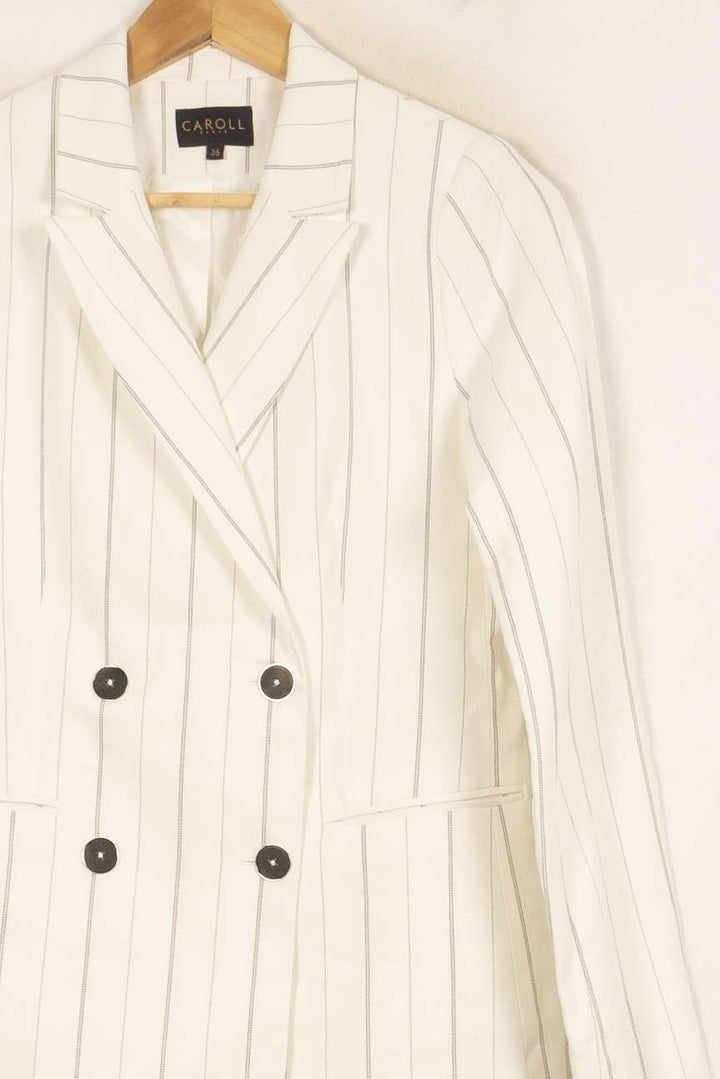 Blazer Blanc à Rayures - Taille S/36 de la marque Caroll | PARAD52722 - Vendu par Paradigme - Image 3