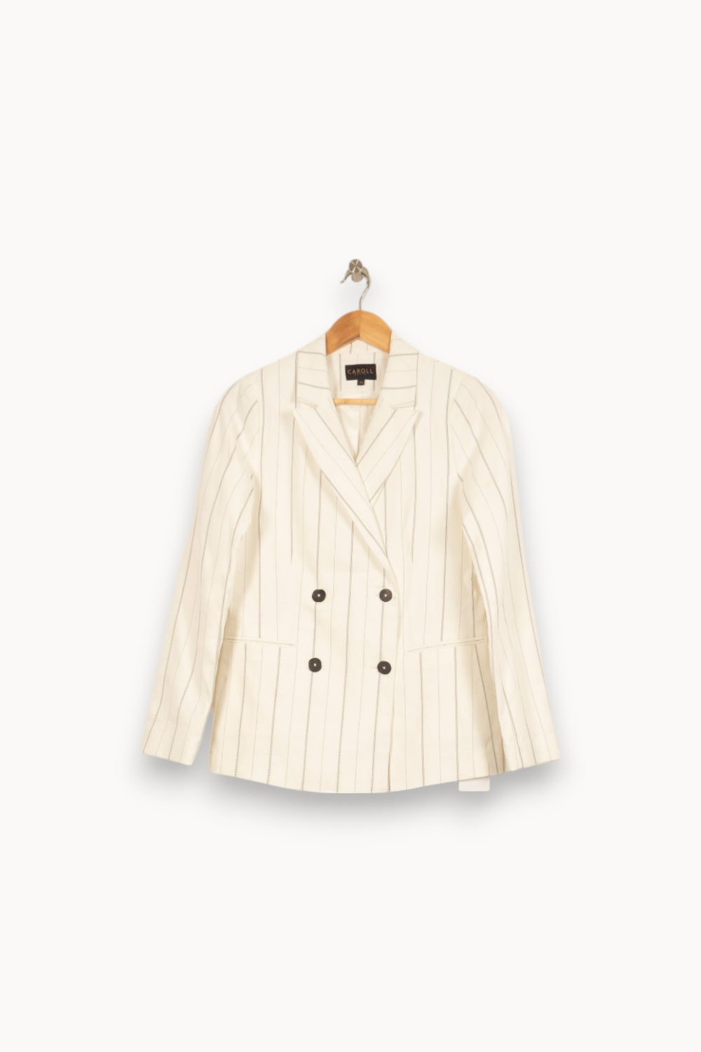 Blazer Blanc à Rayures - Taille S/36 de la marque Caroll | PARAD52722 - Vendu par Paradigme - Image 2