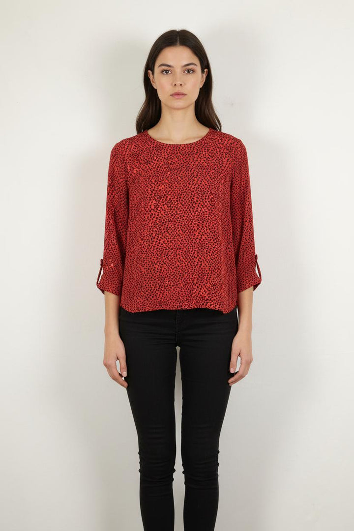 Blouse Rouge et Noire - Taille L/40