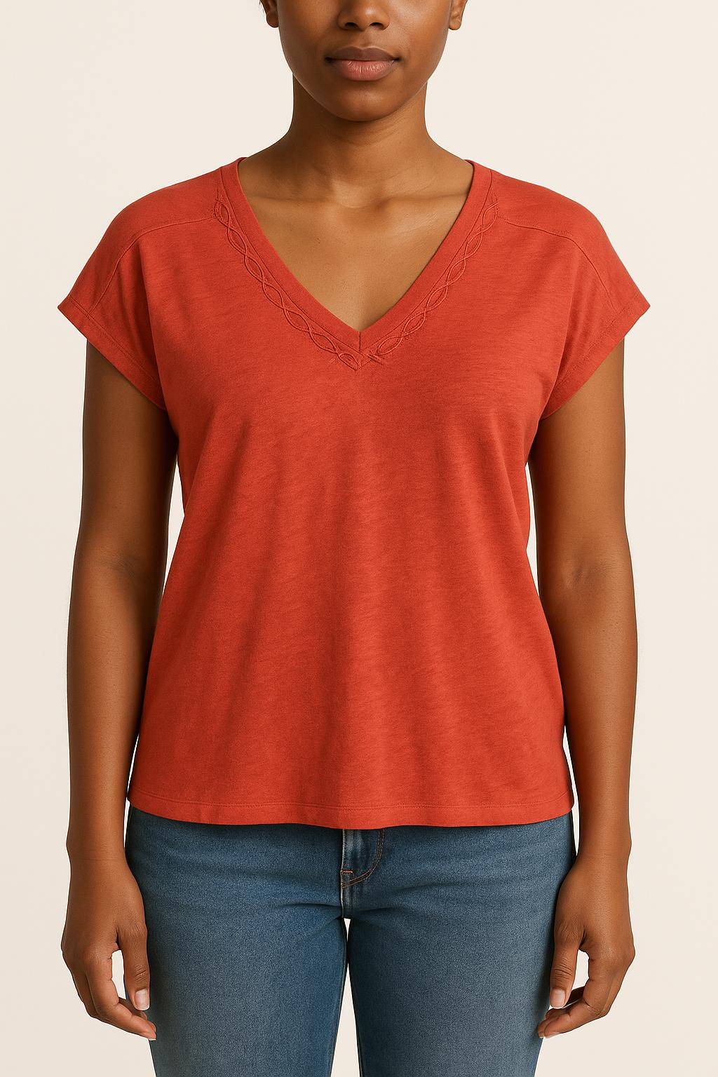Tee-shirt Orange - Taille XS/34 de la marque La Fée Maraboutée | PARAD52758 - Vendu par Paradigme - Image 1
