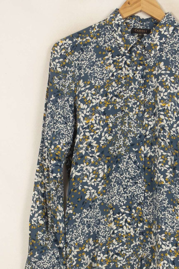 Chemise Fleurie Bleue et Blanche - Taille L/40 de la marque Caroll | PARAD52767 - Vendu par Paradigme - Image 3