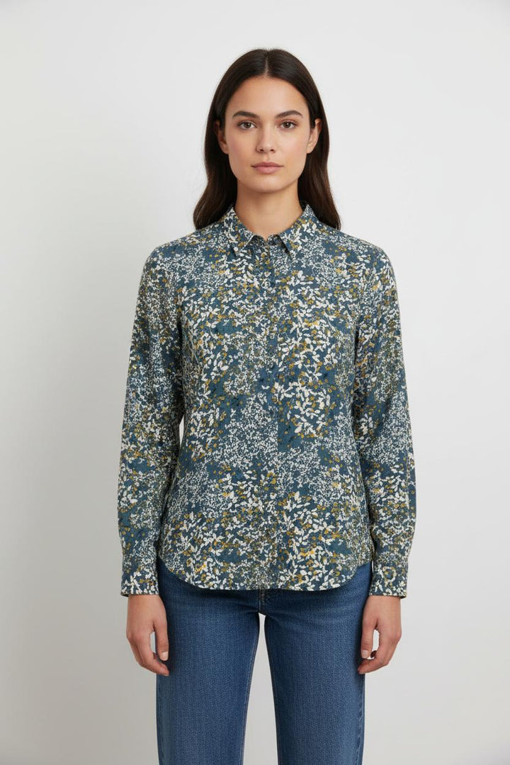 Chemise Fleurie Bleue et Blanche - Taille L/40