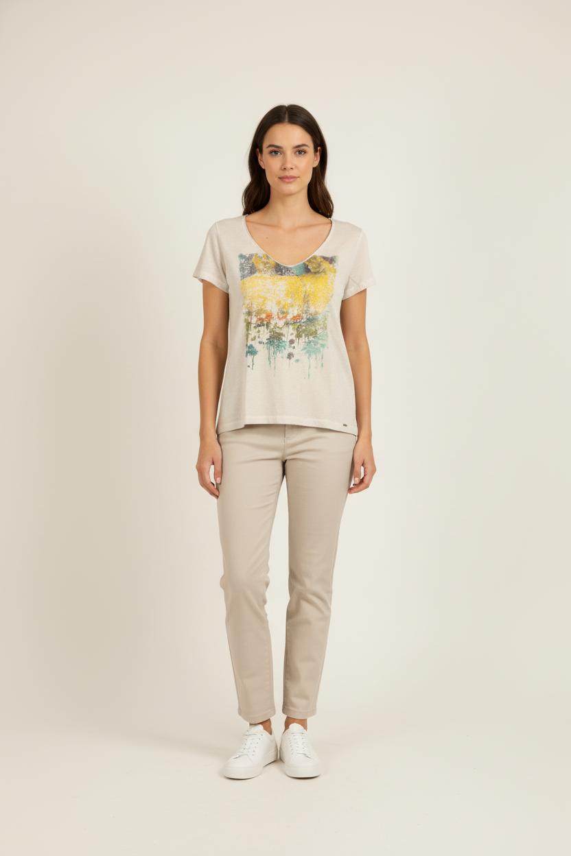 Tee-shirt Beige - Taille XL/42 de la marque IKKS | PARAD52786 - Vendu par Paradigme - Image 1