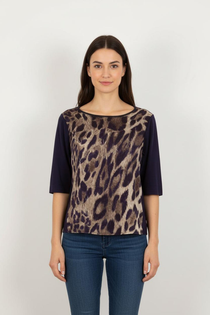 Blouse Bleu et Beige - Taille S/36