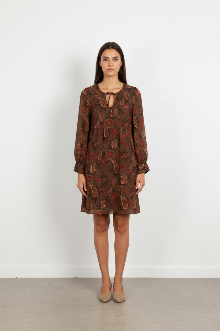 Robe Imprimée Marron et Rouge - Taille S/36
