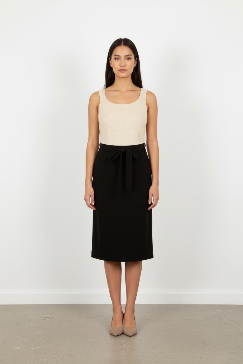 Robe Midi Beige et Noire - Taille S/36