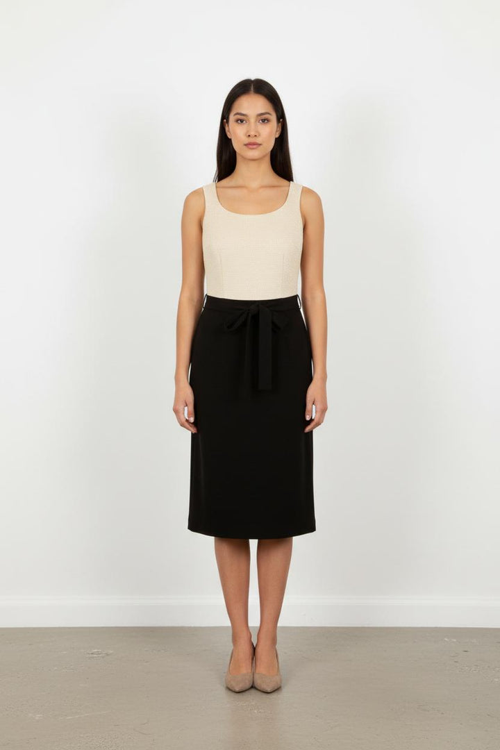 Robe Midi Beige et Noire - Taille S/36