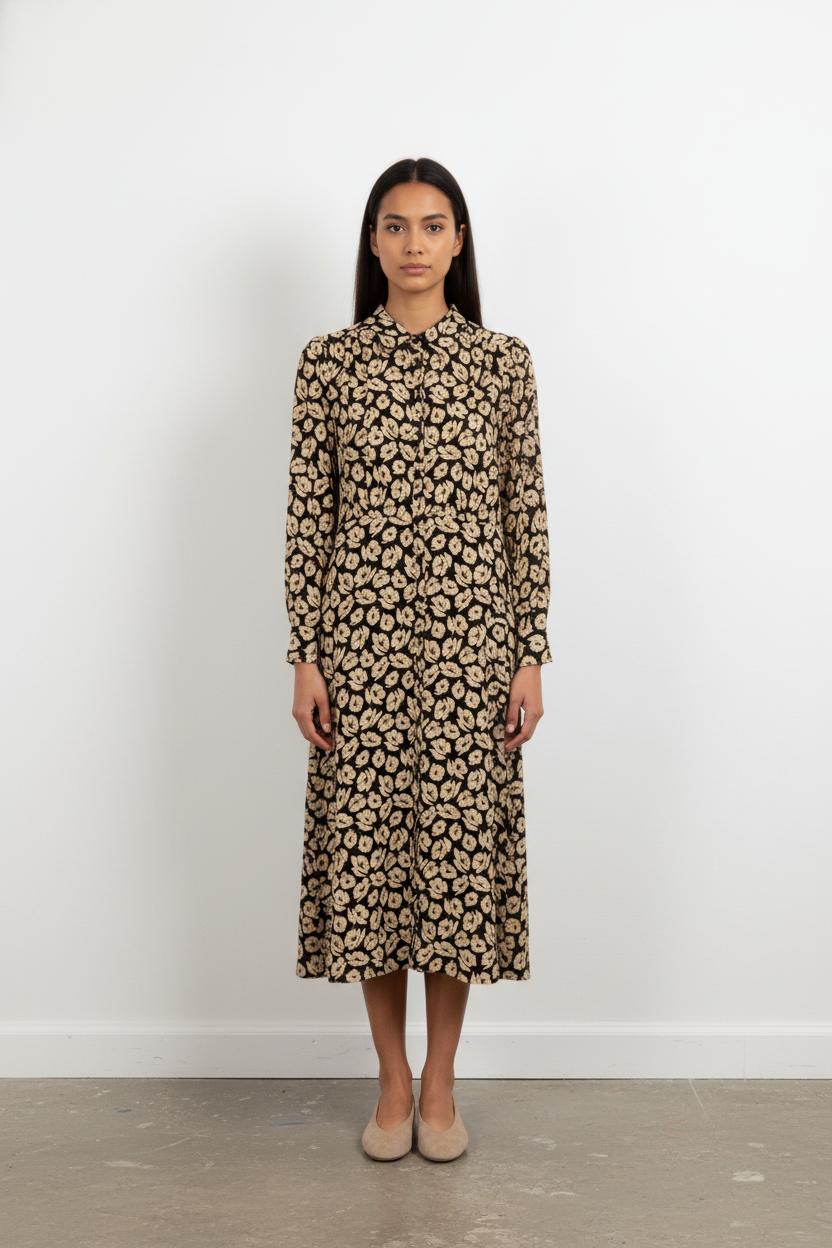 Robe Midi Noire et Beige - Taille M/38