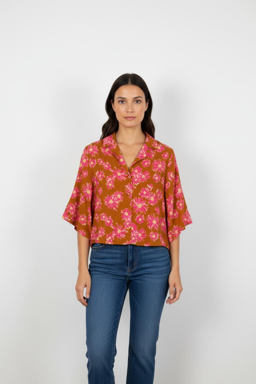 Chemise Orange et Rose - Taille XS/34