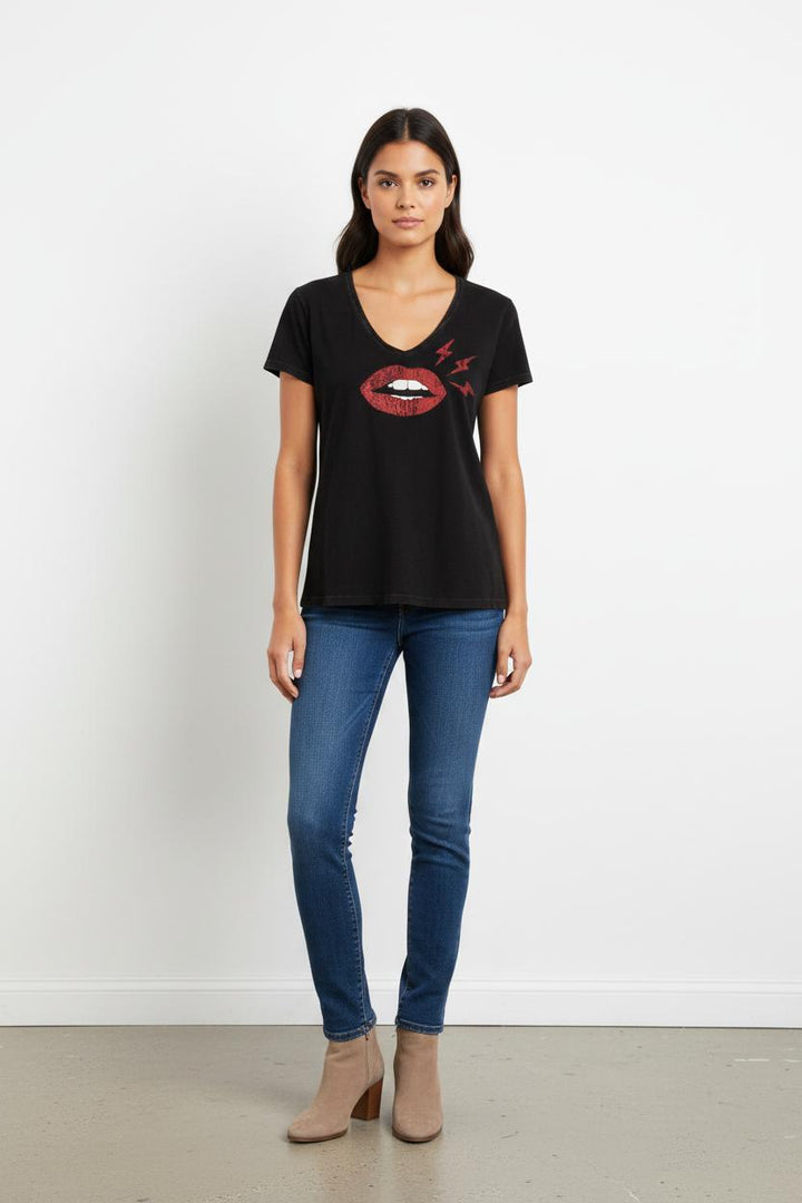 Tee-shirt Noir et Rouge - Taille XS/34