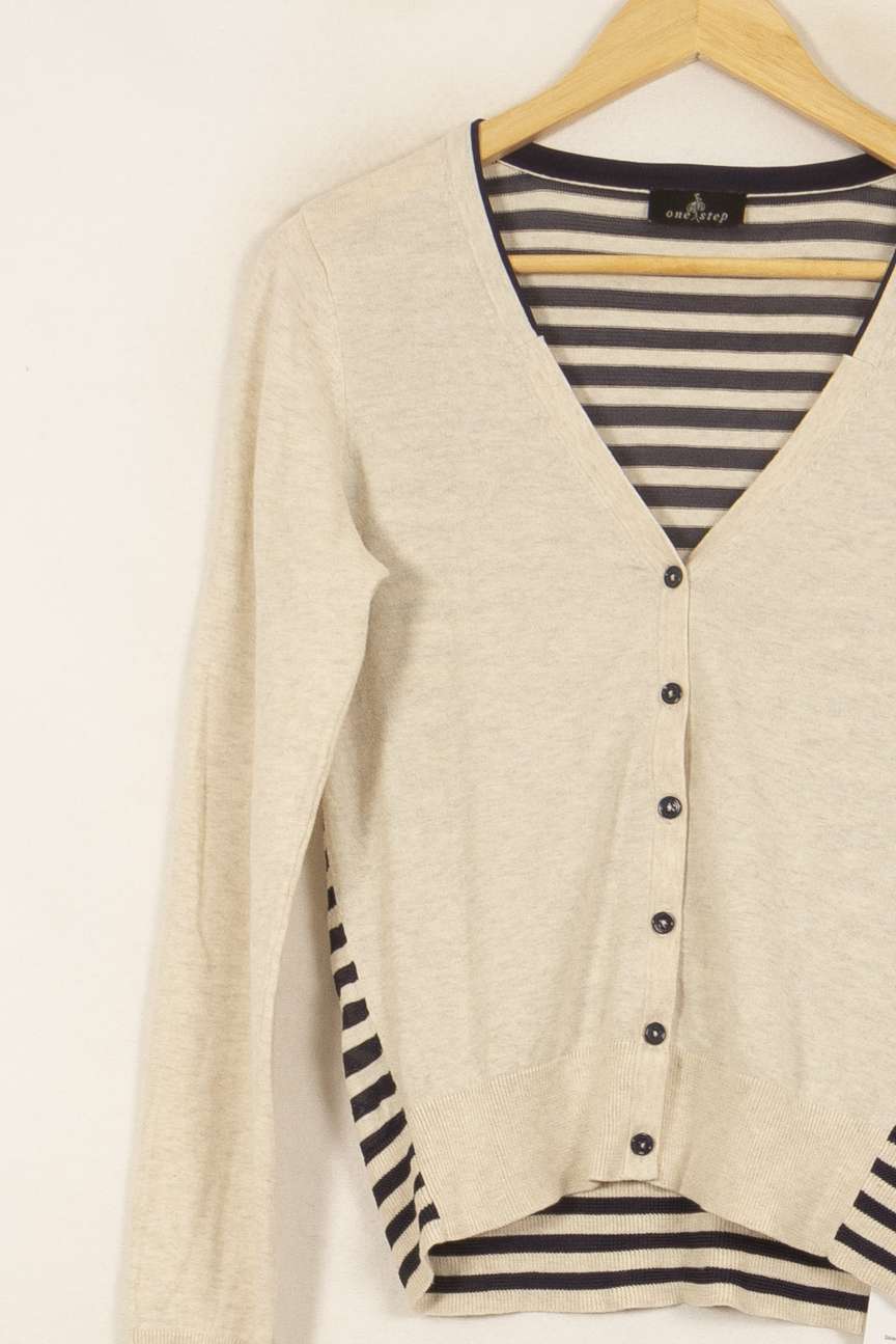 Cardigan Beige et Noir - Taille L/40 de la marque One Step | PARAD52855 - Vendu par Paradigme - Image 3