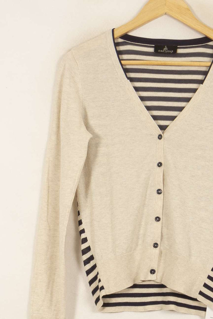 Cardigan Beige et Noir - Taille L/40 de la marque One Step | PARAD52855 - Vendu par Paradigme - Image 3