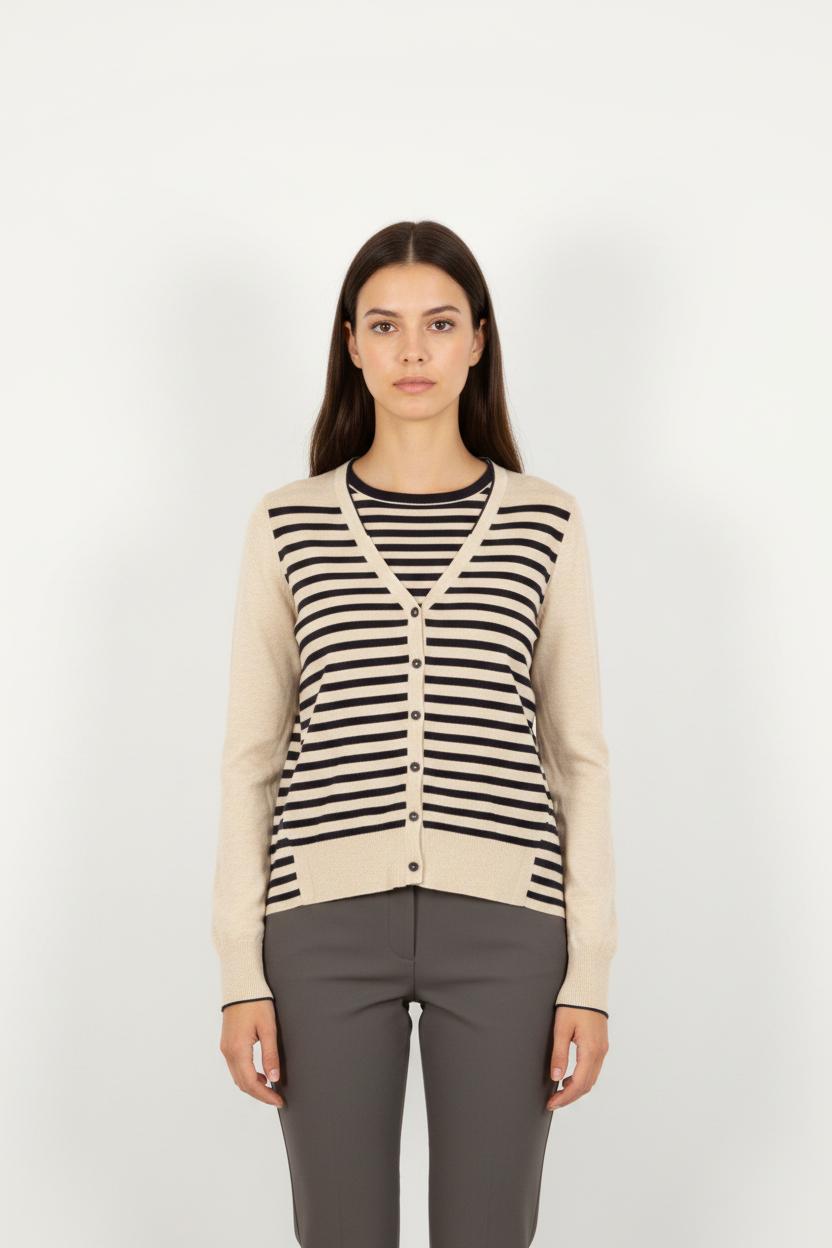Cardigan Beige et Noir - Taille L/40