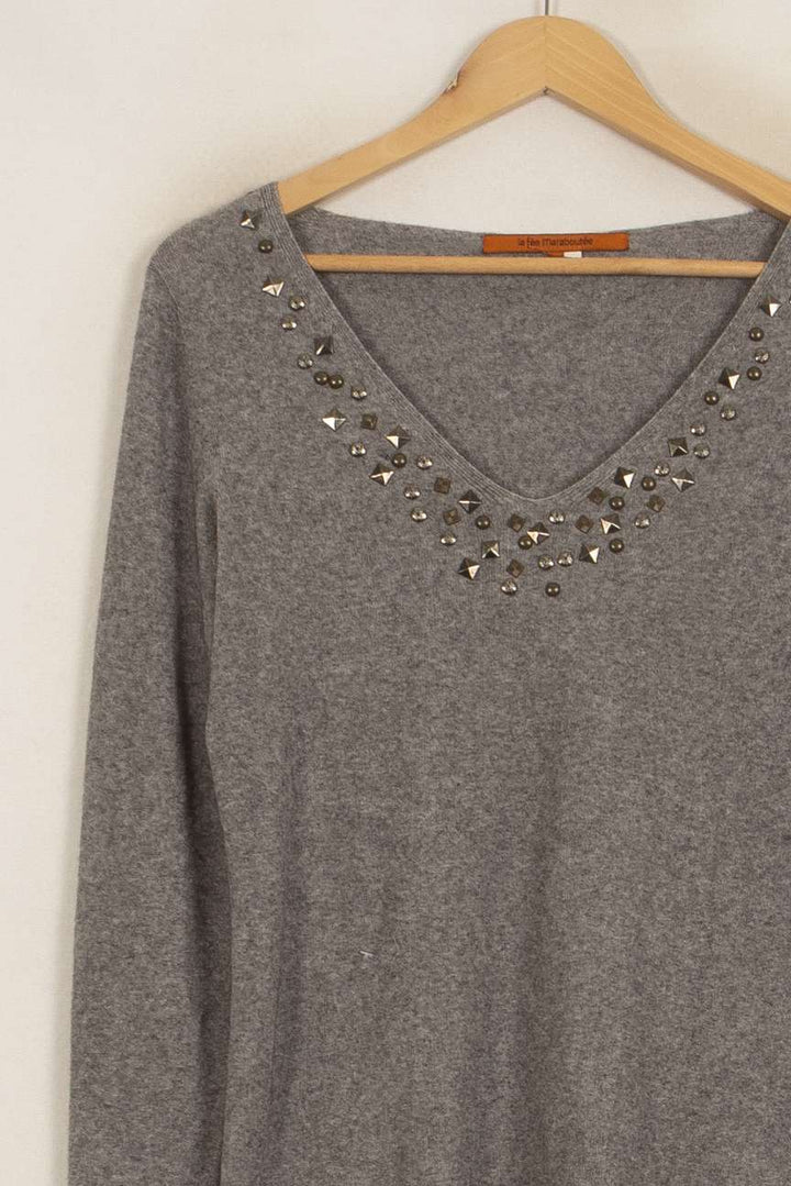 Pull Gris - Taille M/38 de la marque La Fée Maraboutée | PARAD52877 - Vendu par Paradigme - Image 3