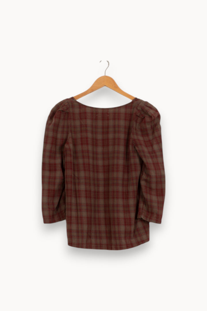 Blouse Carreaux Marron et Rouge - Taille XS/34 de la marque ba&sh | PARAD52883 - Vendu par Paradigme - Image 4