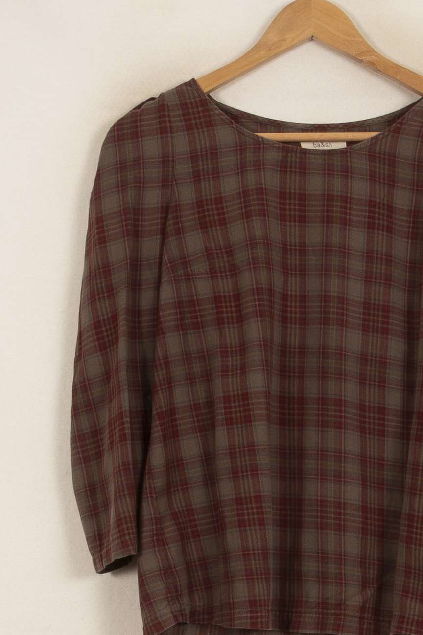 Blouse Carreaux Marron et Rouge - Taille XS/34 de la marque ba&sh | PARAD52883 - Vendu par Paradigme - Image 3