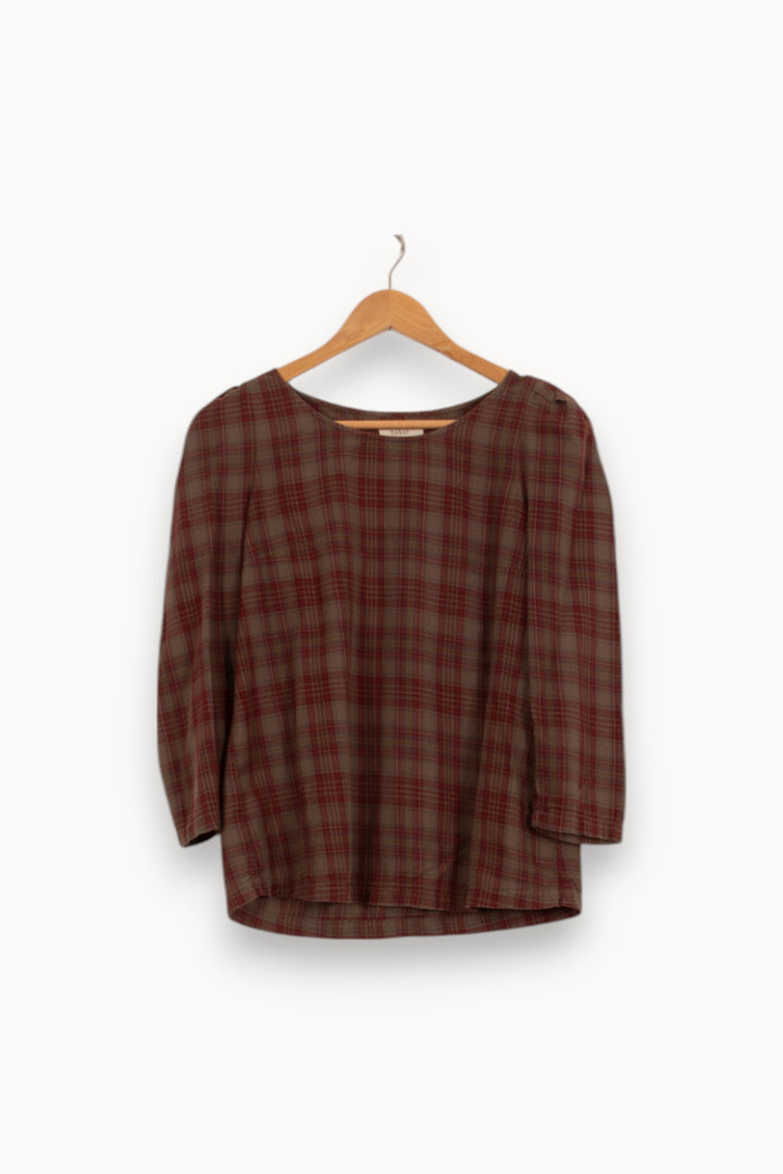 Blouse Carreaux Marron et Rouge - Taille XS/34 de la marque ba&sh | PARAD52883 - Vendu par Paradigme - Image 2