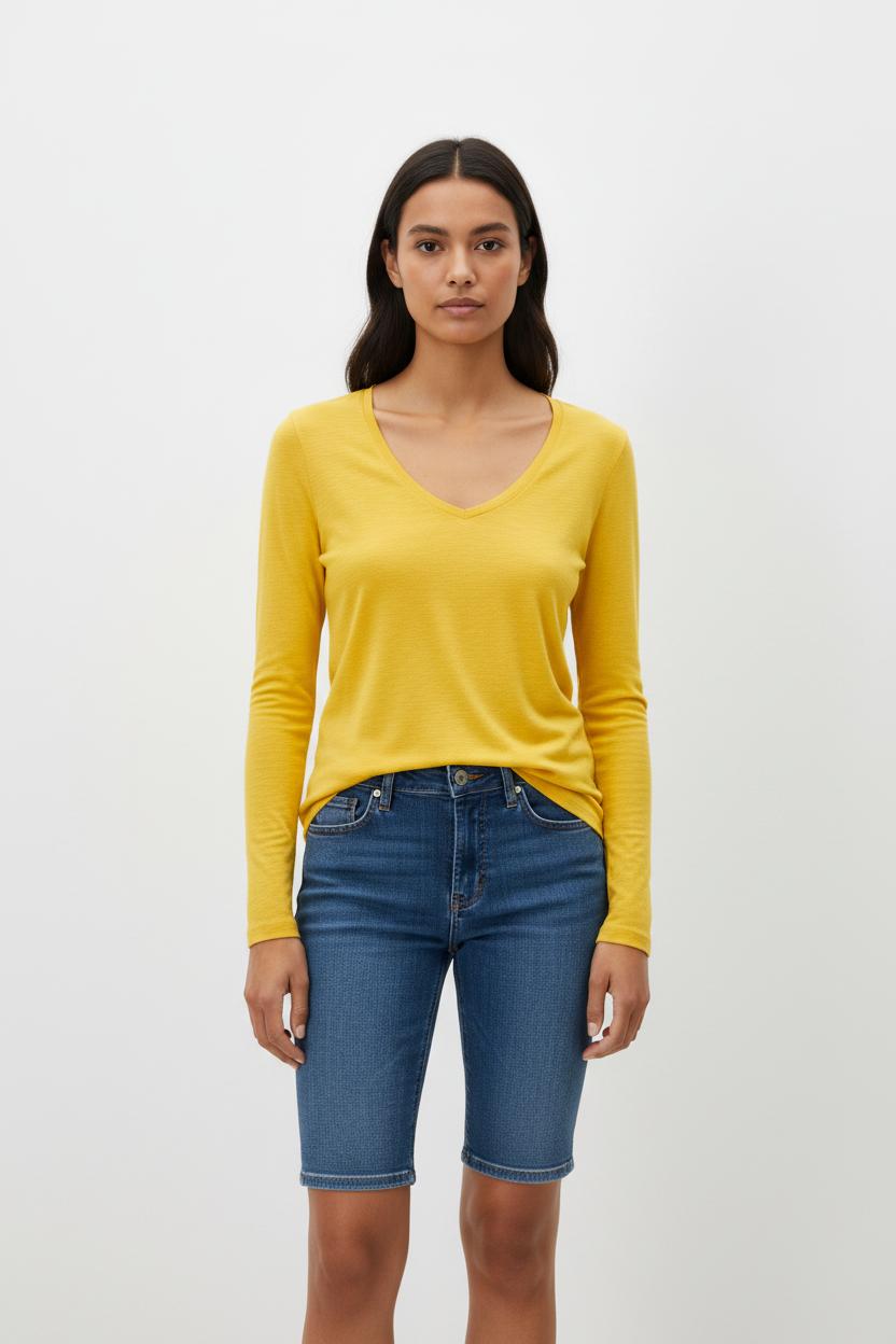 T-shirt Manches Longues Jaune - Taille S/36