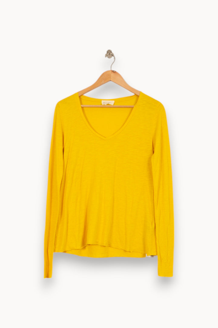 T-shirt Manches Longues Jaune - Taille S/36 de la marque American Vintage | PARAD52886 - Vendu par Paradigme - Image 2