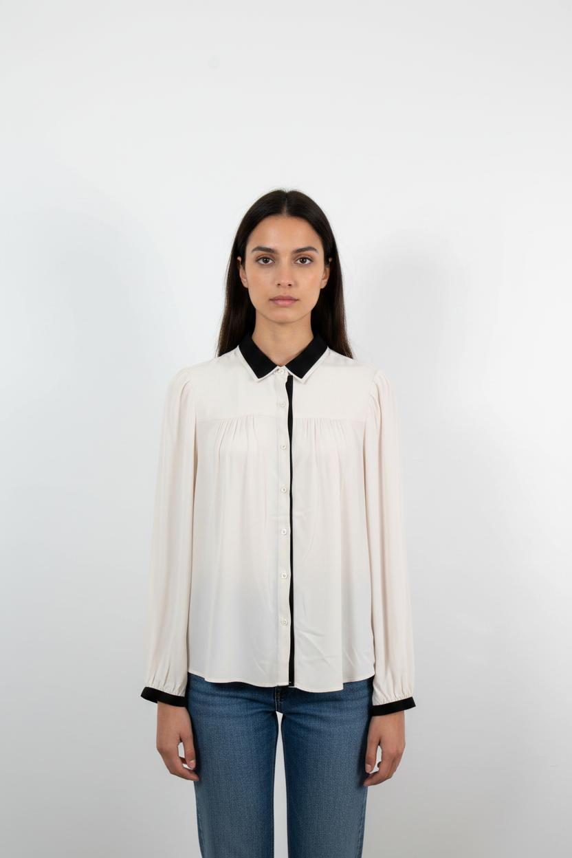 Blouse Blanche et Noire - Taille S/36