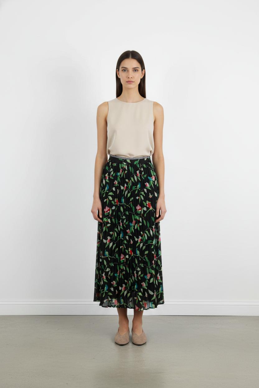 Jupe Plissée Noire et Verte - Taille S/36