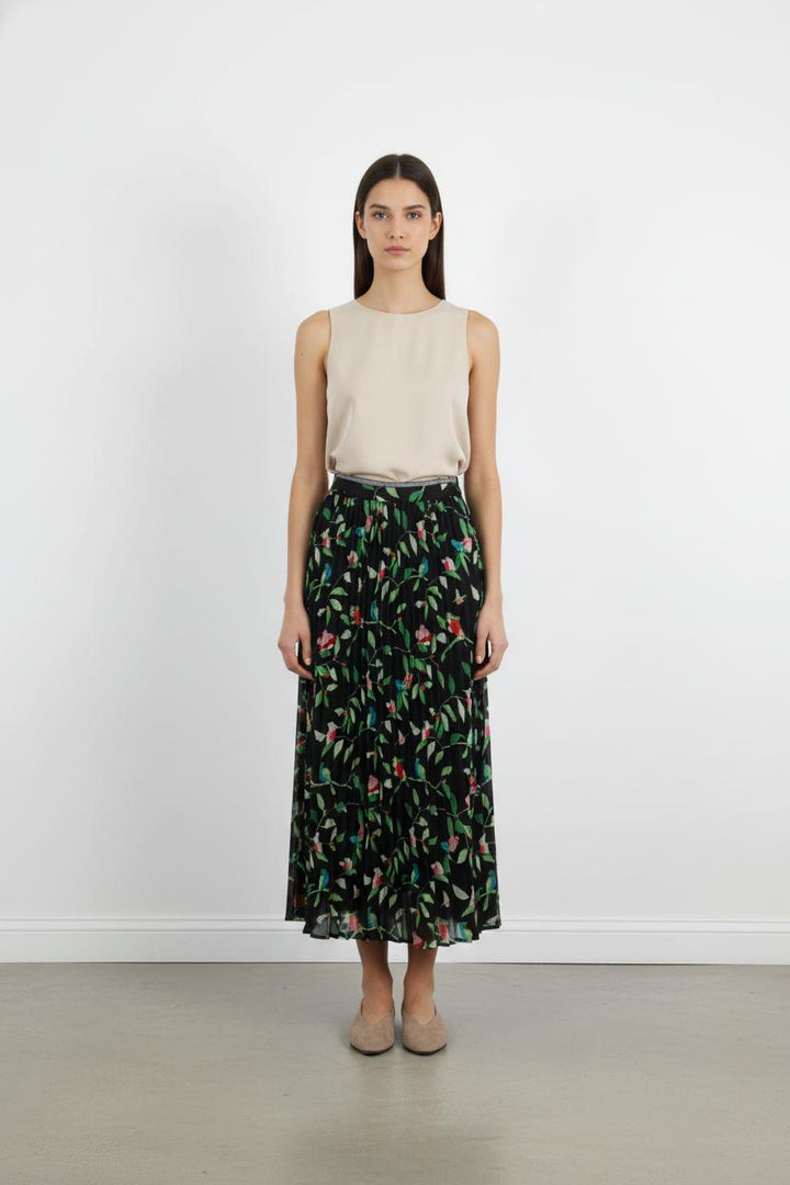 Jupe Plissée Noire et Verte - Taille S/36