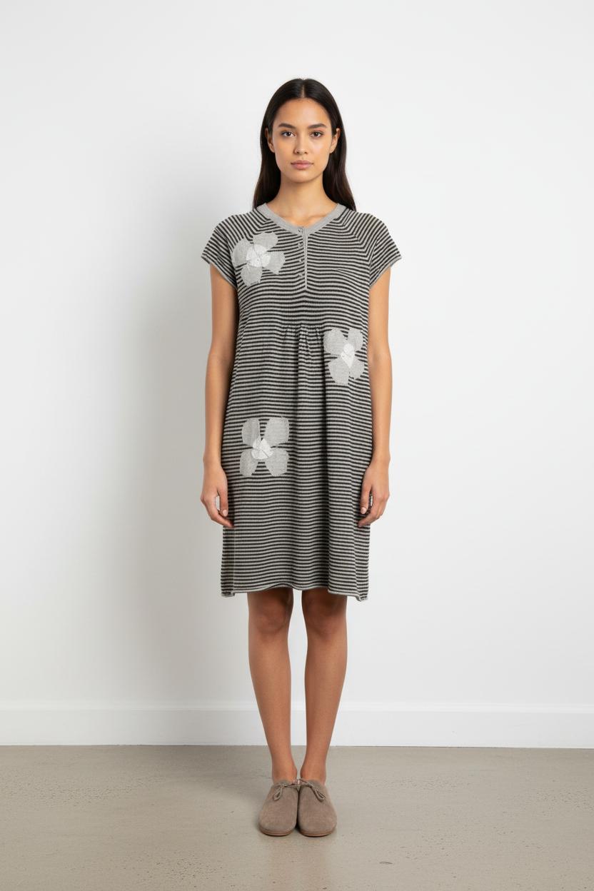 Robe Courte Grise et Blanche - Taille L/40