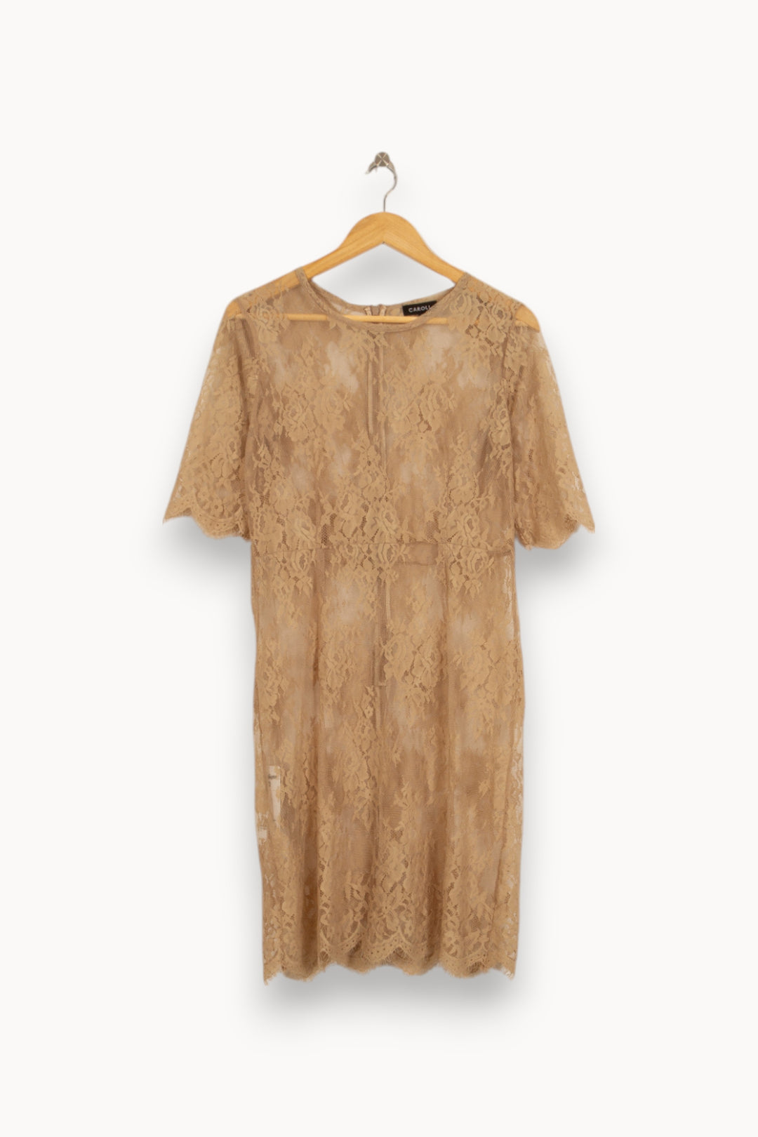 Robe Dentelle Beige - Taille M/38 de la marque Caroll | PARAD52939 - Vendu par Paradigme - Image 4