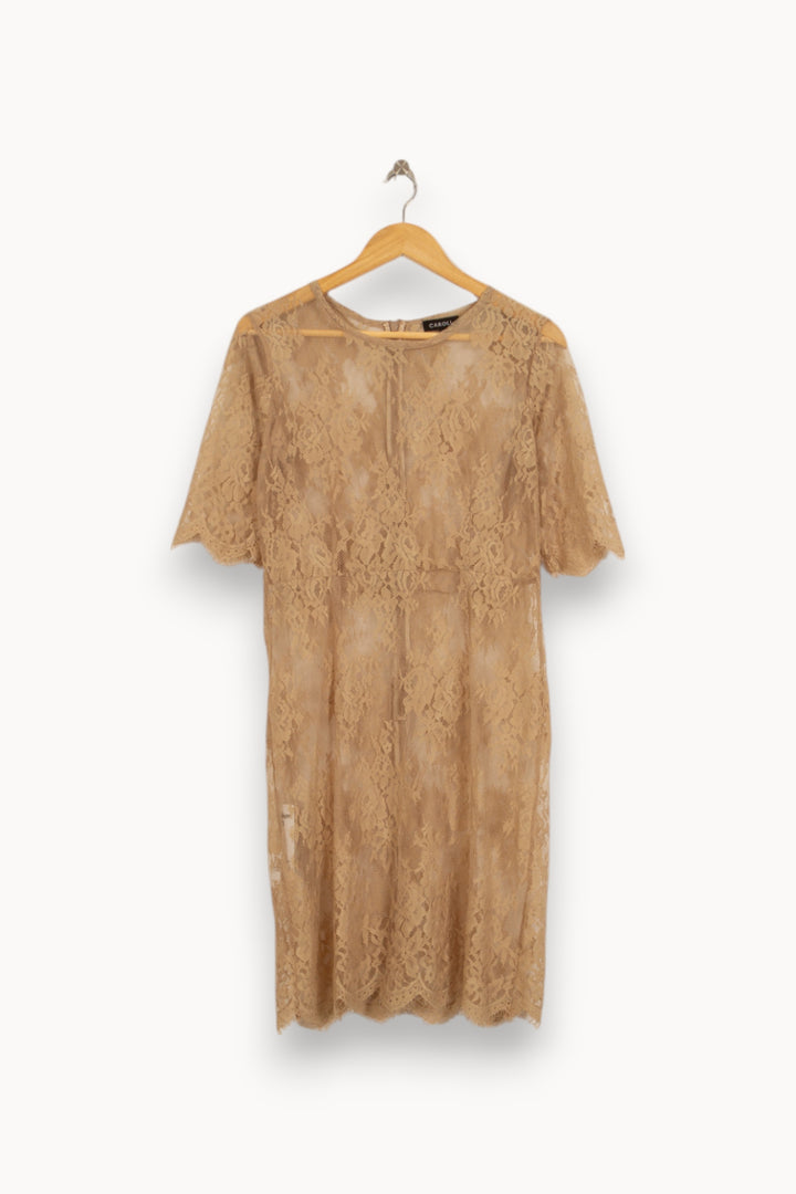 Robe Dentelle Beige - Taille M/38 de la marque Caroll | PARAD52939 - Vendu par Paradigme - Image 4