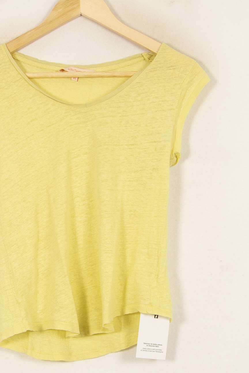 Tee-shirt Jaune - Taille XS/34 de la marque La Fée Maraboutée | PARAD52959 - Vendu par Paradigme - Image 3