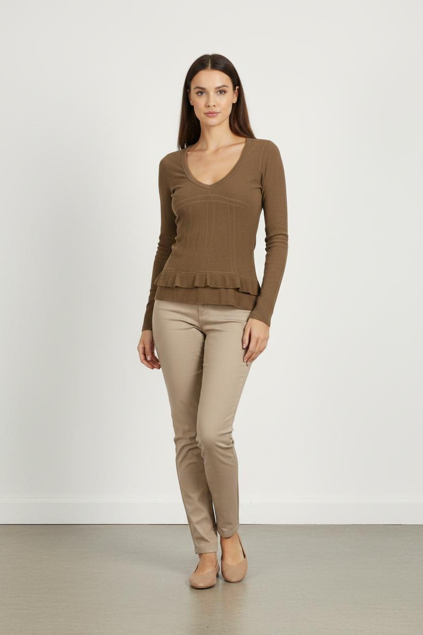 Tee-shirt Manche Longue Marron - Taille XL/42