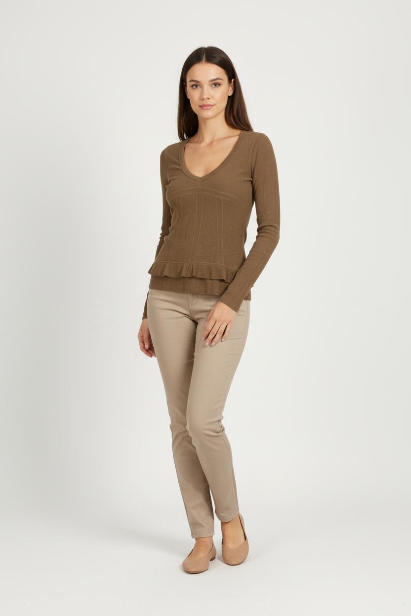 Tee-shirt Manche Longue Marron - Taille XL/42 de la marque One Step | PARAD52960 - Vendu par Paradigme - Image 1