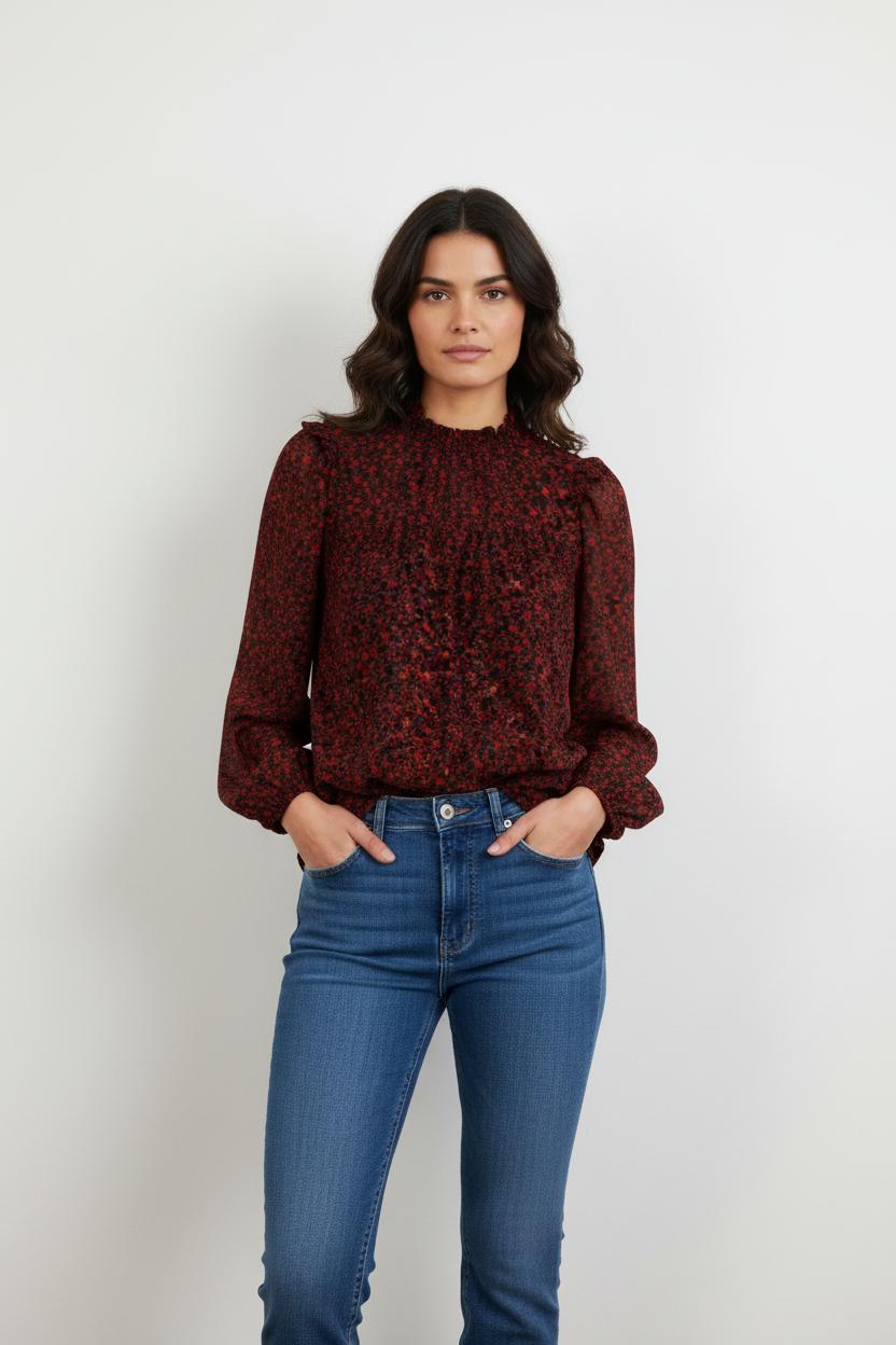 Blouse Noire et Rouge - Taille XS/34