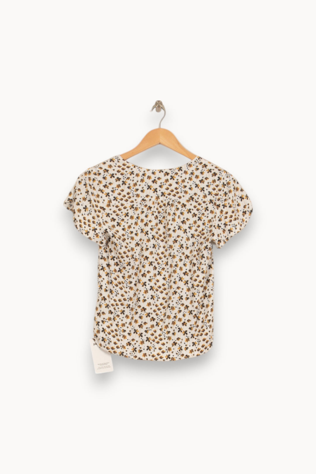 Blouse Fleurie Écrue et Marron - Taille XS/34