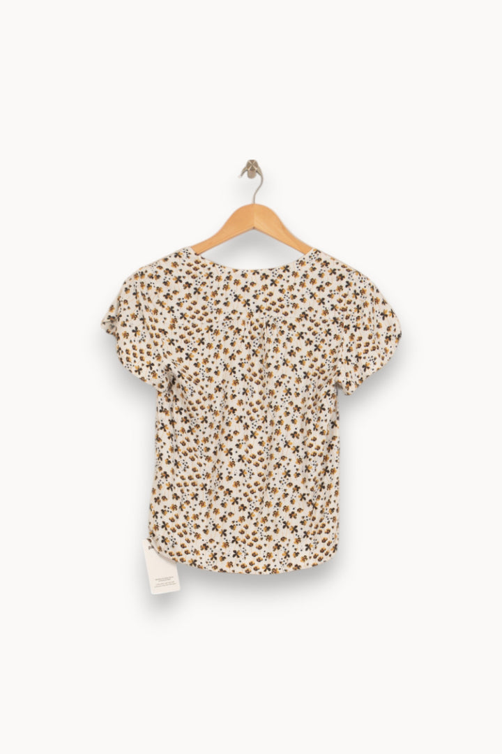 Blouse Fleurie Écrue et Marron - Taille XS/34